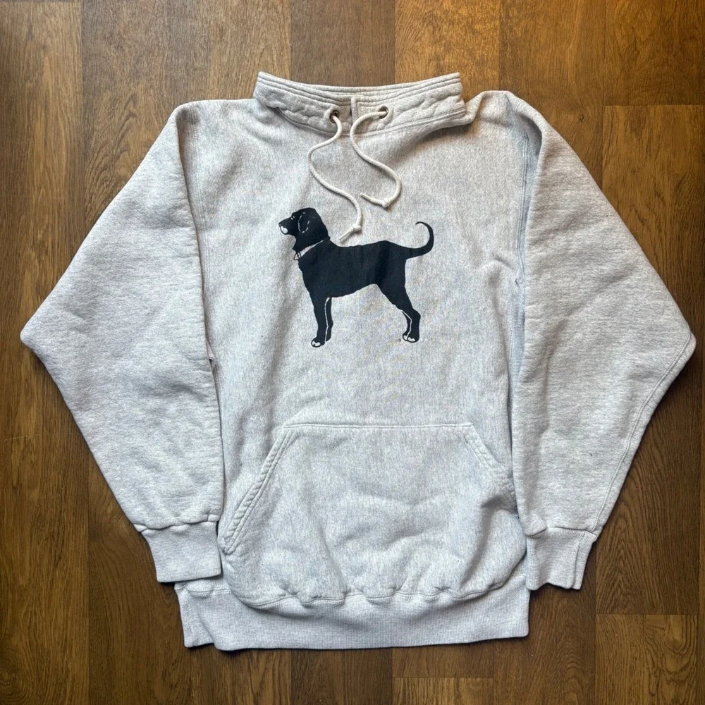 Vtg The Black Dog Marthas Vineyard Reverse Weave Mock Neck Drawstring Sweatshirt - Picture 1 of 7